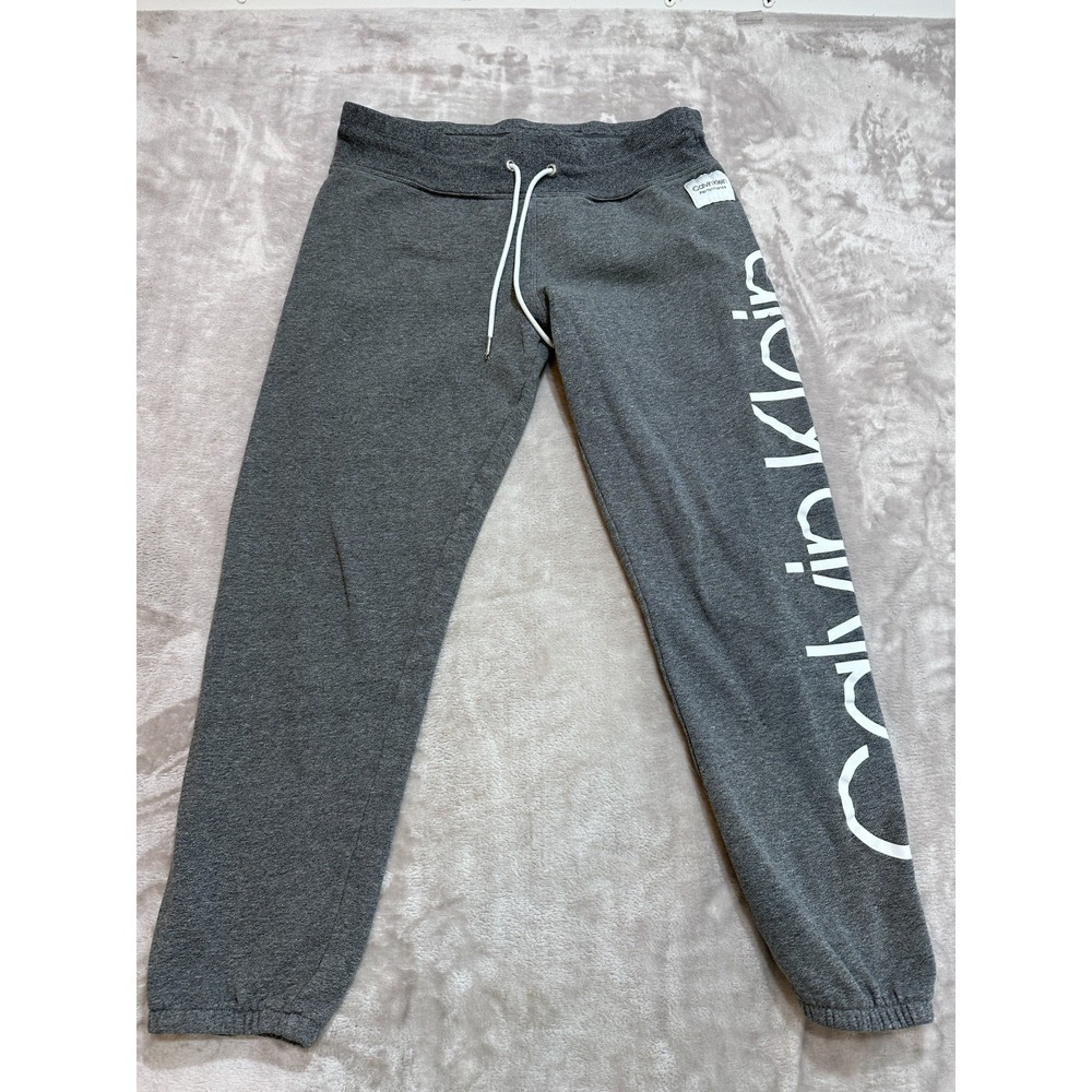 Calvin Klein Womens Gray Fleece Jogger Sweatpants Size Medium Elastic Waist
